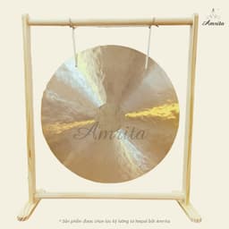[Amrita] [Hàng Sẵn] Golden Wind Gong 60cm kèm đế gỗ và chày bông - CXNP534 8