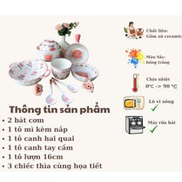 Set Bát Đĩa 8 MónChất Liệu  Gốm Sứ họa tiết Heo Hồng - Set Quà Tặng ý nghĩa cho bé yêu 2