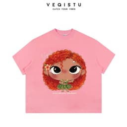 [Ver.2.1] Áo Thun Boxy Local Brand VEQISTU "Chibi Girl", Áo Thun Unisex Form Rộng 250GSM  Cotton 5