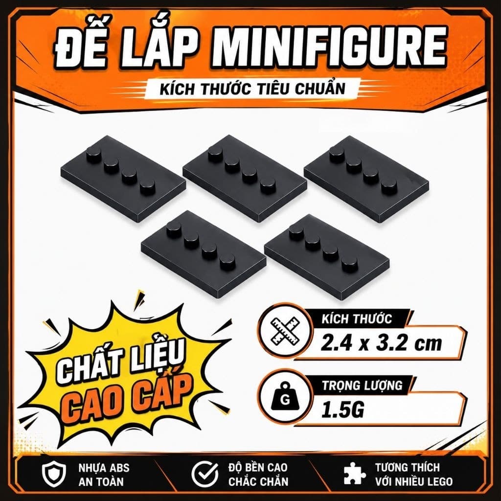 Combo 5 Đế Mô Hình Lắp Ghép Minifigures-Base Cho Nhân Vật