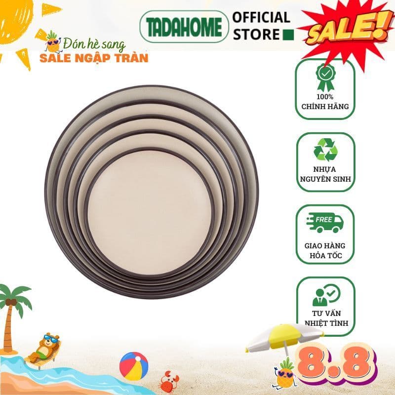 Combo Đĩa Tròn Thái 2 Màu Việt Nhật Đĩa Nhựa 1300/1/2/3/4, Đĩa Đựng Gia Đình Bền Đẹp - TADAHOM