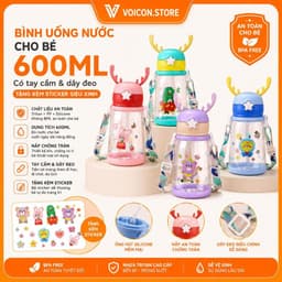 VOICON Bình Uống Nước Cho Bé 600ml Có Ống Hút Nhựa Tritan An Toàn BPA Free Màu Green Pink Purple VOICON LA88 1
