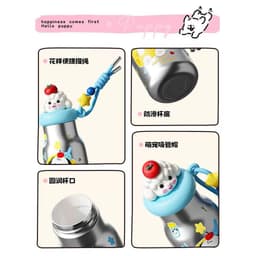 Bình Giữ Nhiệt Hoạt Hình 3D 500ml Inox 316 Dễ Thương Có Dây Đeo VOICON-CU22 Giữ Nóng Lạnh An Toàn Cho Học Sinh 9