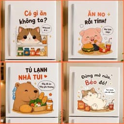 [Hỏa Tốc] Decal Dán Tủ Lạnh Hoạt Hình "Dễ Thương, Vui Nhộn" Chống Thấm Nước, Bền Đẹp 1