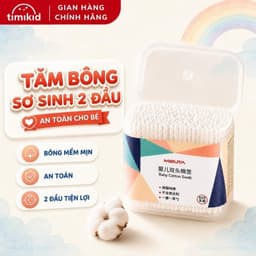 Tăm Bông Cho Bé Sơ Sinh MISUTA, Hộp 400 Que Bông Tự Nhiên An Toàn - Timikid 1