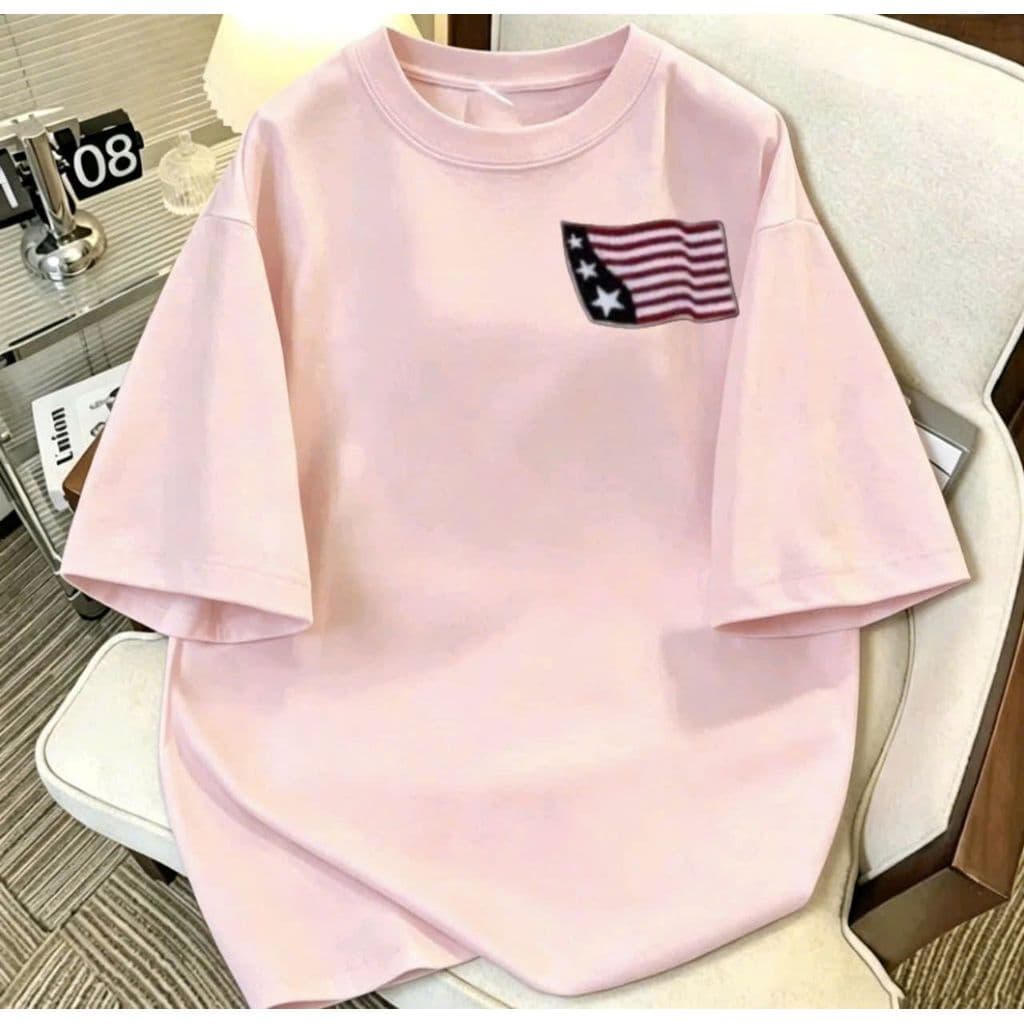 < Deal Mở Bán > Áo thun nữ tay lỡ in hình CỜ MỸ hoa kỳ chất cotton su form rộng siêu hottrend
