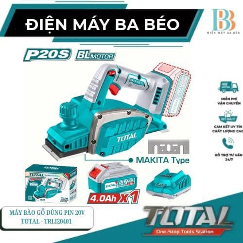 Máy bào gỗ dùng pin 20V Total TRLI20401 ( Động Cơ Ko Chổi Than )