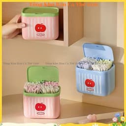 Hộp đựnġ tăm bông có nắp, Hộp đựnġ cho phòng tắm Tổ chức lưu trữ tại nhà, Hộp đựnġ đồ trang điểm - VOICON-[DA66] 9