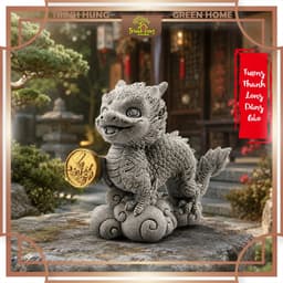 Thanh long dâng bảo đá sa thạch ST.PVN2665 - Tượng deco, trang trí tiểu cảnh, bán cạn, terrarium 4