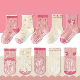 Combo 5-10 Đôi Tất Hồng Noel Mầu Yêu Thích Cho Bé Gái Thêm Nổi Bật Giữa Đám Đông Với Thiết Kế Hoa Văn Độc Đáo 6