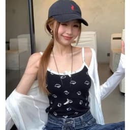 Áo ngủ 2 dây cổ viền họa tiết mèo Kitty sang trọng, tôn dáng, có đệm lót (kèm mút ngực) - Thu99. 2