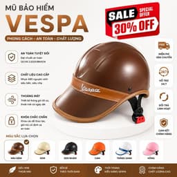 [ĐẠT CHUẨN AN TOÀN] Mũ Bảo Hiểm Lưỡi Trai Nam Nữ Vespa Khoét Lỗ Có Chừa Đuôi Tóc Thời Trang size 52-58cm 1
