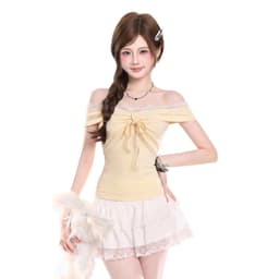 Áo Nữ Kiểu Trễ Vai Viền Phối Ren  Thắt Nơ Ngực Dễ Thương A51593 9 7 - Sam botique 5