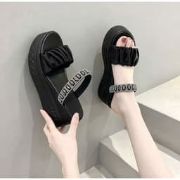 DÉP XUỒNG NỮ HAI QUAI NỮ REN PHỐI ĐÁ XOÀN 7CM CAO CẤP NHẤT. 2