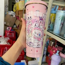 Cốc giữ nhiệt 750ml hoạ tiết hoạt hình dễ thương xinh xắn ( Tặng Phụ Kiện ) 8