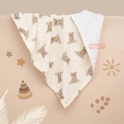 Chăn xô muslin hạt đậu cho bé - Chăn/ Mền đắp cho bé vải muslin cao cấp kết hợp vải nhung bi mềm 7