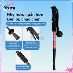 Gậy Leo Núi Trekking Gậy Dã Ngoại Hợp Kim Nhôm Chống Sốc Chống Trượt 4 Đoạn Có Thể Thu Gọn 1