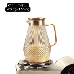Bộ Bình Cốc Thủy Tinh Chịu Nhiệt Kèm Khay & Giá Úp – Bình 1.5L + 6 Cốc 280ml Có Quai, Bộ Bình Nước Sang Trọng Gia Đình 6
