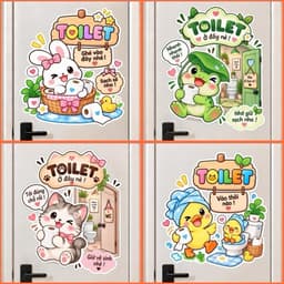 "Decal Dán Cửa Nhà Vệ Sinh Hoạt Hình Dễ Thương, Chống Thấm Nước, Bền Đẹp" 1