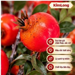 Cành Lựu mốc 7 Quả cao 90cm, quả cam đỏ lớn mang lại may mắn, tài lộc và trang trí sang trọng cho không gian. 6