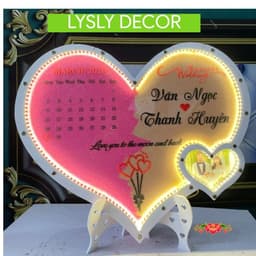Tranh Rót Cát - Tranh Thả Tim Ngày Cưới, Chất liệu Mica Đài Loan, Có LED viền 1