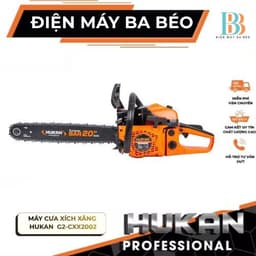 Máy cưa xích xăng HUKAN G2-CXX2002, Lam xích 20inch, Động cơ 2 thì 58CC - 2.4KW, Tốc độ 11.500v/p 1