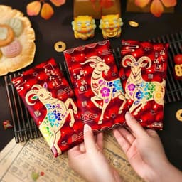 Set 6 Chiếc Họa Tiết Dê Vàng May Mắn 2027, Phong Bao Lì Xì Đỏ Cao Cấp, Trang Trí Hoa Văn Tài Lộc Đón Xuân 5