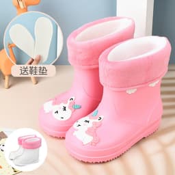 Giày mưa bé gái trai - Đế chống trượt lót lông ấm, nắp eo không chảy nước, hình tranh châm biếm công chúa【Đề xuất bạn chọn size lớn hơn một size ạ.】 8