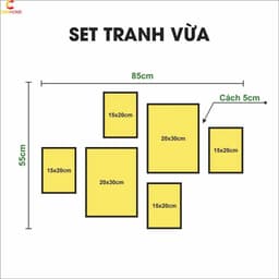 SET 6 Tranh Dán Tường Fomech Bóng CoriHome, Decor Phòng Khách, Phòng Ngủ, Spa, Phòng Nail, Mi 8