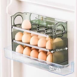 Khay đựnġ trứng thông minh 3 tầng, tự lật khi hết trứng, sức chứa 30 quả, hộp đựnġ tiện lợi. mau xanh ( VOICON-[SS67] 6