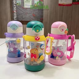 VOICON Bình Uống Nước Cho Bé 600ml Có Ống Hút Nhựa Tritan An Toàn BPA Free Màu Green Pink Purple VOICON LA88 2