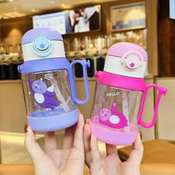 VOICON Bình Uống Nước Cho Bé 600ml Có Ống Hút Nhựa Tritan An Toàn BPA Free Màu Green Pink Purple VOICON LA88 9