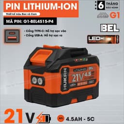 Pin HUKAN 15 Cell, Dung lượng 4.5Ah, Dòng xả 5C, Vỏ ABS chống cháy, Chân pin phổ thông 2