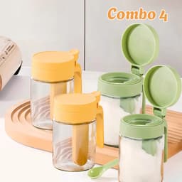 Lọ Đựng Gia Vị Thuỷ Tinh Có Ngăn Thìa Riêng DECOR, Hũ Đựng Gia Vị Nhà Bếp Chống Ẩm Dung Tích 400ml 053 5