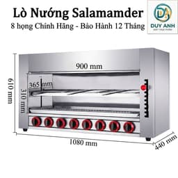 Lò nướng salamander 4-6-8-10 họng inox 304 chạy gas, lý tưởng cho nhà hàng, khách sạn nướng hải sản, thịt, sườn. 6