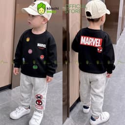 [10-29kg] Bộ Nỉ 2 Da Cao Cấp Cho Bé Trai Mặc Thu Đông KIMCHIBABY Dày Mịn Ấm 330gsm Họa Tiết Anh Hùng Người Nhện BN601 8