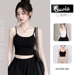 Áo Croptop Dây Mảnh Phong Cách, Áo Hai Dây Kiểu Nữ Chất Vải Borip Cotton Tốt Mặc Đẹp GUVIA CR19 4