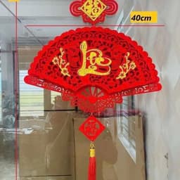 Set 3 Khánh Quạt Nhung Chữ PHÚC - LỘC - THỌ Treo Trang Trí Tết 2
