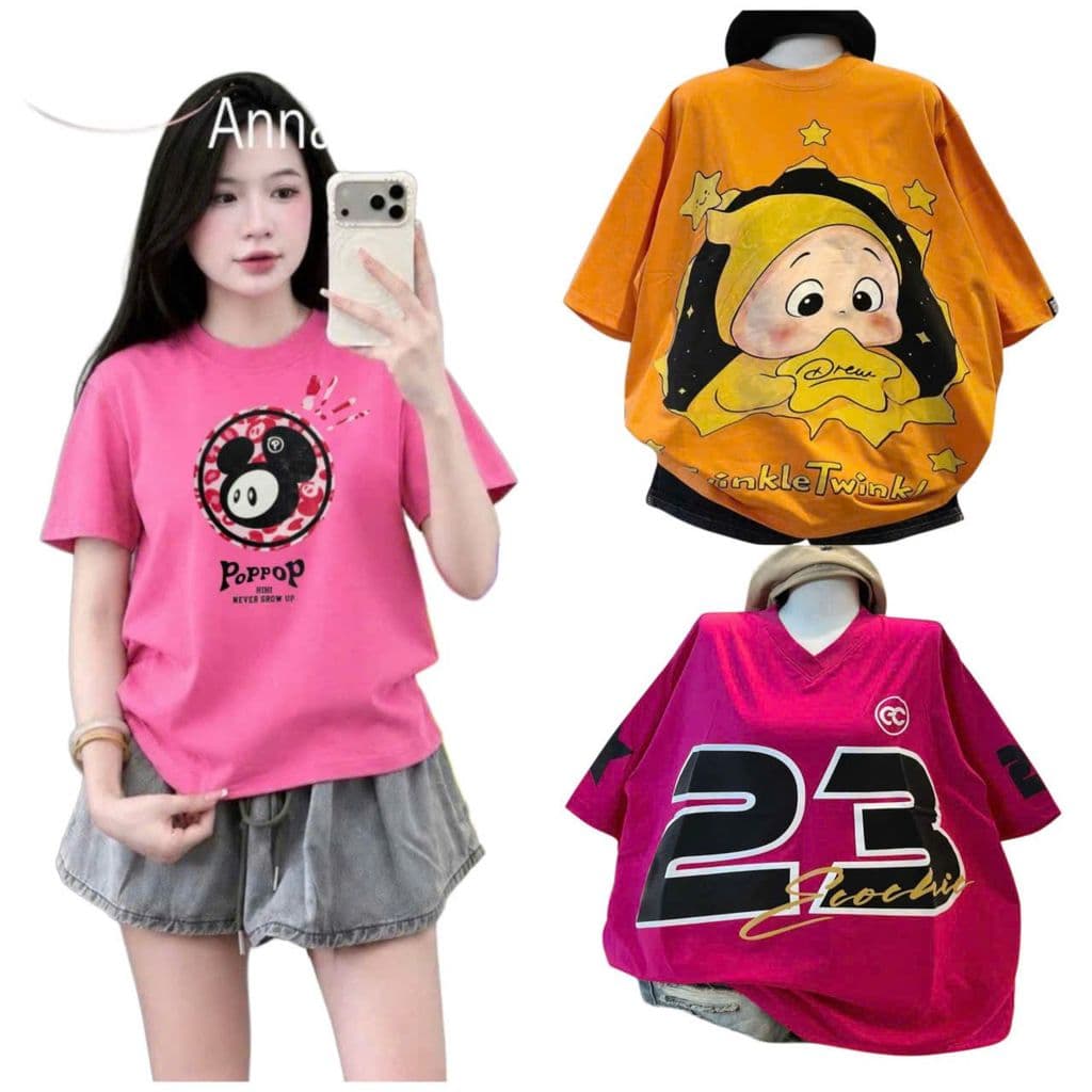 Áo phông thun nữ mẫu mới chất cotton su form rộng túi zip tay lỡ, tổng hợp -thoitrangbonmua