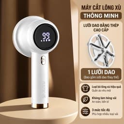 Máy Cắt Lông Xù CHIGO Chính Hãng 8W, Lưỡi Dao 6 Cánh, 3 Tốc Độ, Màn Hình LED, Sạc Type-C, Hút Xơ Vải Tự Động_TH 3