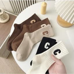 COMBO 5 Đôi Tất/ Vớ  nữ cao cổ kẻ mùa thu đông chất liệu thấm hút mồ hôi và khử mùi phong cách Hàn Quốc 9