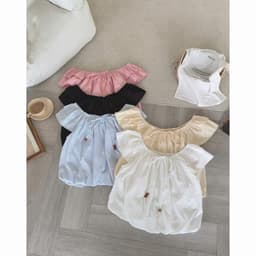 Áo Kiểu Nữ Trễ Vai Cánh Tiên Dáng Bí Chất Vải Gió Đính Nơ Xỏ Hạt95 3