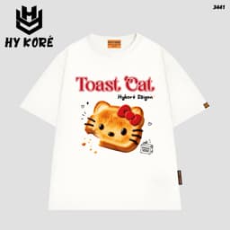Áo Thun HY KORÉ Toast Cat 3441 Form Rộng Localbrand Oversize Unisex Vải Cotton 75% Nam Nữ Mặc Đẹp 1