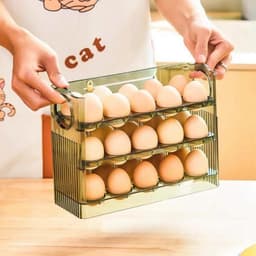 Khay đựnġ trứng thông minh 3 tầng, tự lật khi hết trứng, sức chứa 30 quả, hộp đựnġ tiện lợi. mau xanh ( VOICON-[SS67] 4