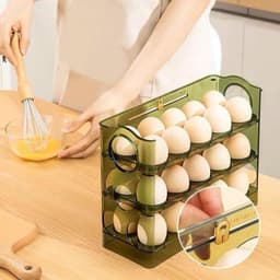 Khay đựnġ trứng thông minh 3 tầng, tự lật khi hết trứng, sức chứa 30 quả, hộp đựnġ tiện lợi. mau xanh ( VOICON-[SS67] 7