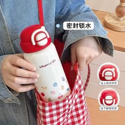 Bình giữ nhiệt hoạt hình dạng nắp bấm tròn giữ nhiệt tốt nhờ ruột inox 304 cao cấp thiết kế cute - pastel VOICON-[CU22] 3