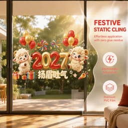 MNTT 2027 Decal Dán Tĩnh Chống Thấm Nước Lễ Hội Không Khí Trang Trí Cửa Sổ 4