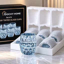 [ GOCHY ] Bộ 6 Ly Thủy Tinh GOCHY HOME 300ml Vân Ong Dập Nổi 3D, Cốc Uống Nước Soda-Lime Không Chì, Dày Dặn Sang Trọng- Mix Xanh 3
