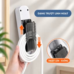 Giá Treo Ổ Điện Dán Tường, Dụng Cụ Cuộn Dây Nguồn Có Kẹp Giữ Chống Rối, Tiết Kiệm Diện Tích
 8