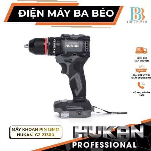 Máy khoan pin HUKAN G2-Z1300, Không chổi than, 60Nm, 3 chức năng 13 ly, Có khóa trục CÓ TẠO XUNG